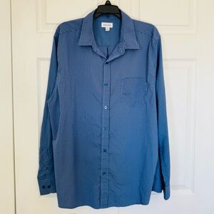 Haggar Men's Navy Checkered Button Down Shirt